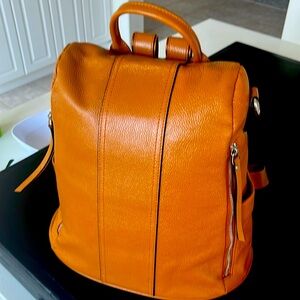 Orange Leather Backpack